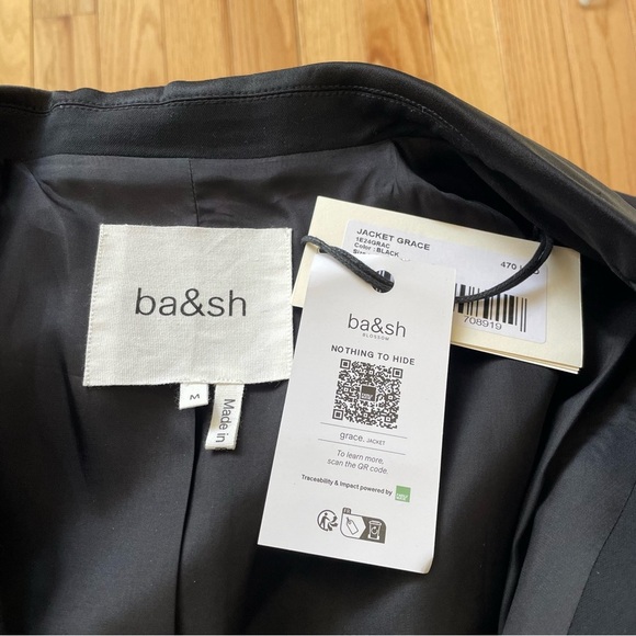 ba&sh Grace Tuxedo Jacket Black Double Breasted Viscose Lady Blazer NWT Size 2/M - Picture 10 of 12